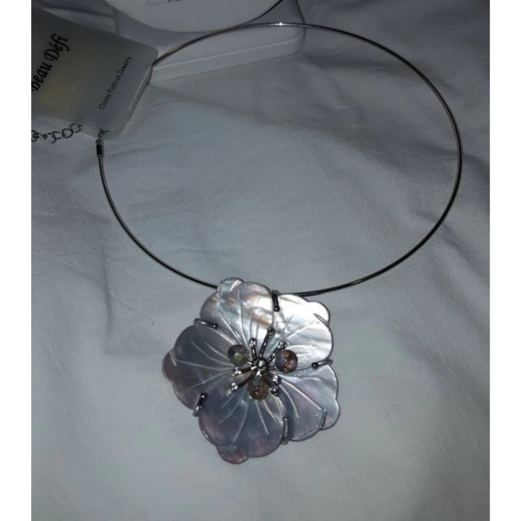Elegant Silver Floral Apollonian Shell Necklace Pendant Brooch 2 N 1